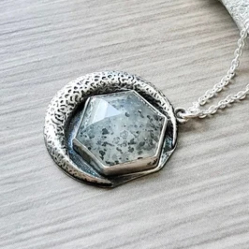 Black Sunstone Moon Necklace - Picture 4 of 6